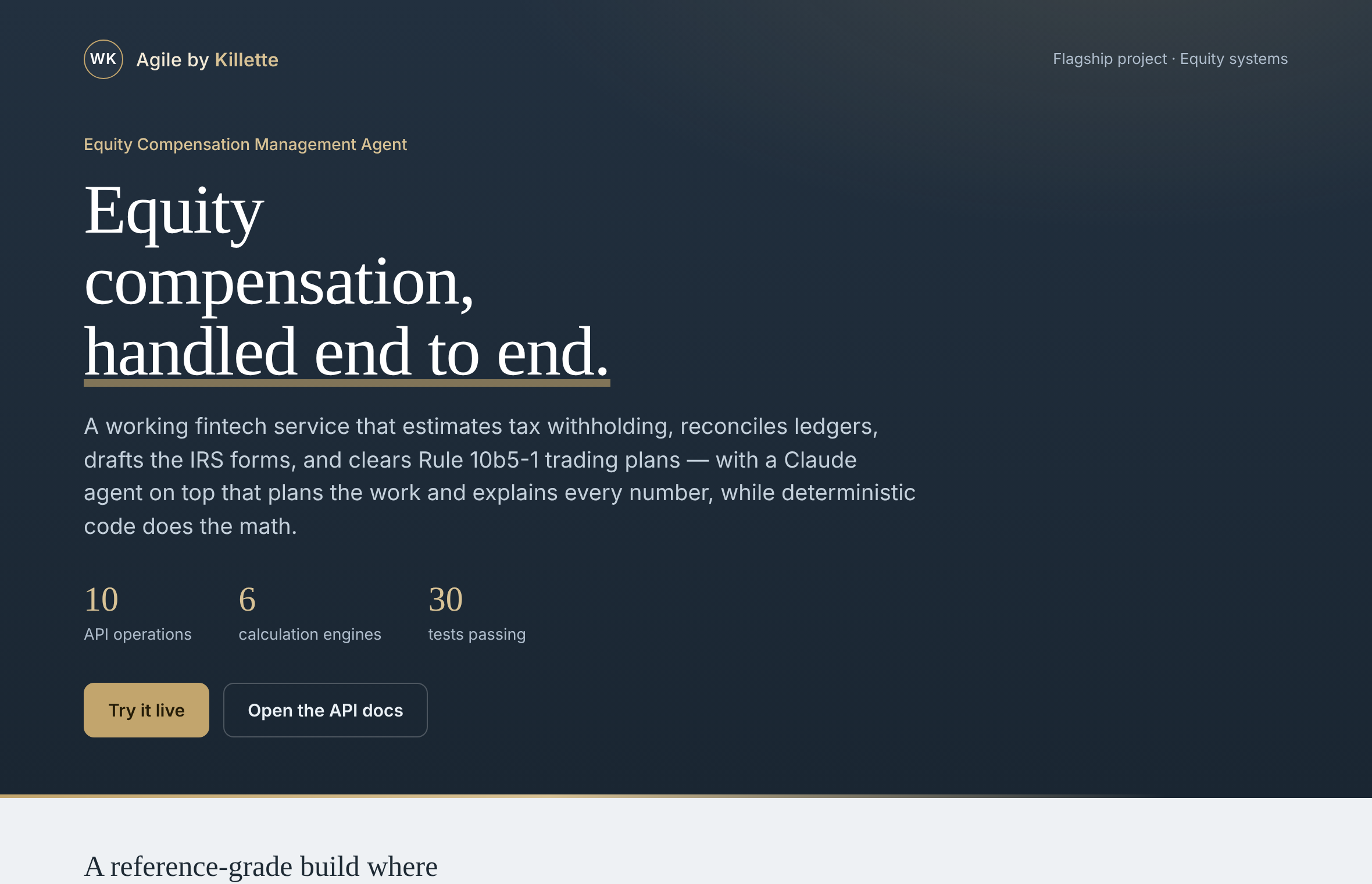 Equity Compensation Management Agent console