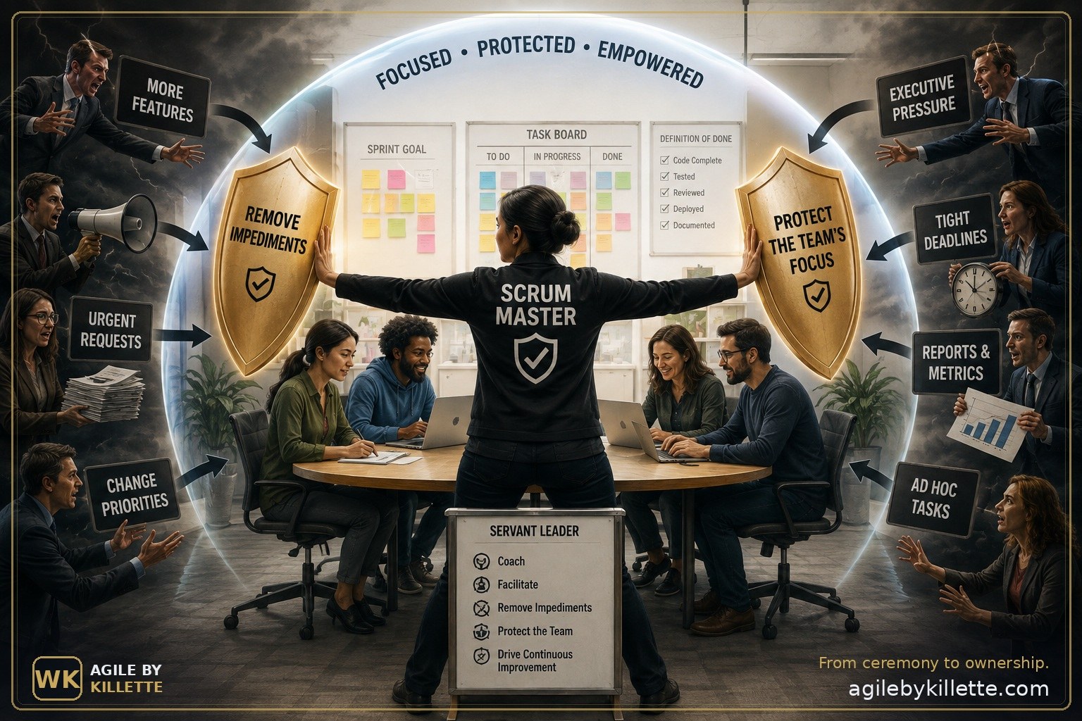 The Scrum Master as protector &mdash; removing impediments and guarding the team's focus